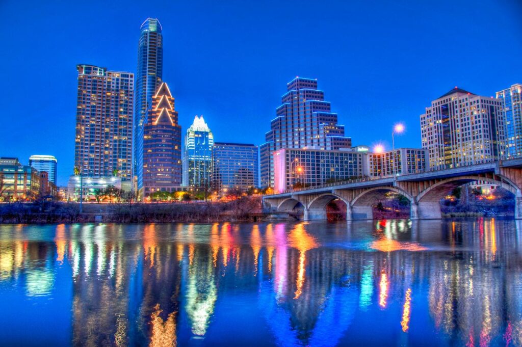 Austin Texas night time skyline